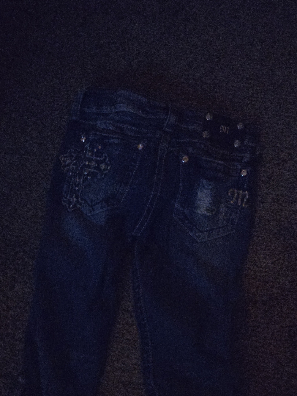Miss Me Dark Blue Embroidered Denim Shorts